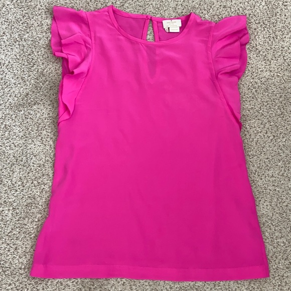 Kate Spade Flutter Sleeve Pink Silk Top, size 2 - Picture 2 of 8